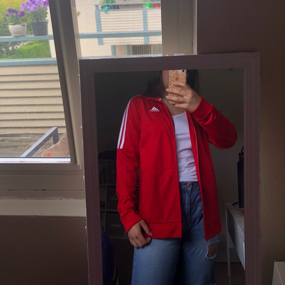 Adidas Three Stripe Red Track Jacket